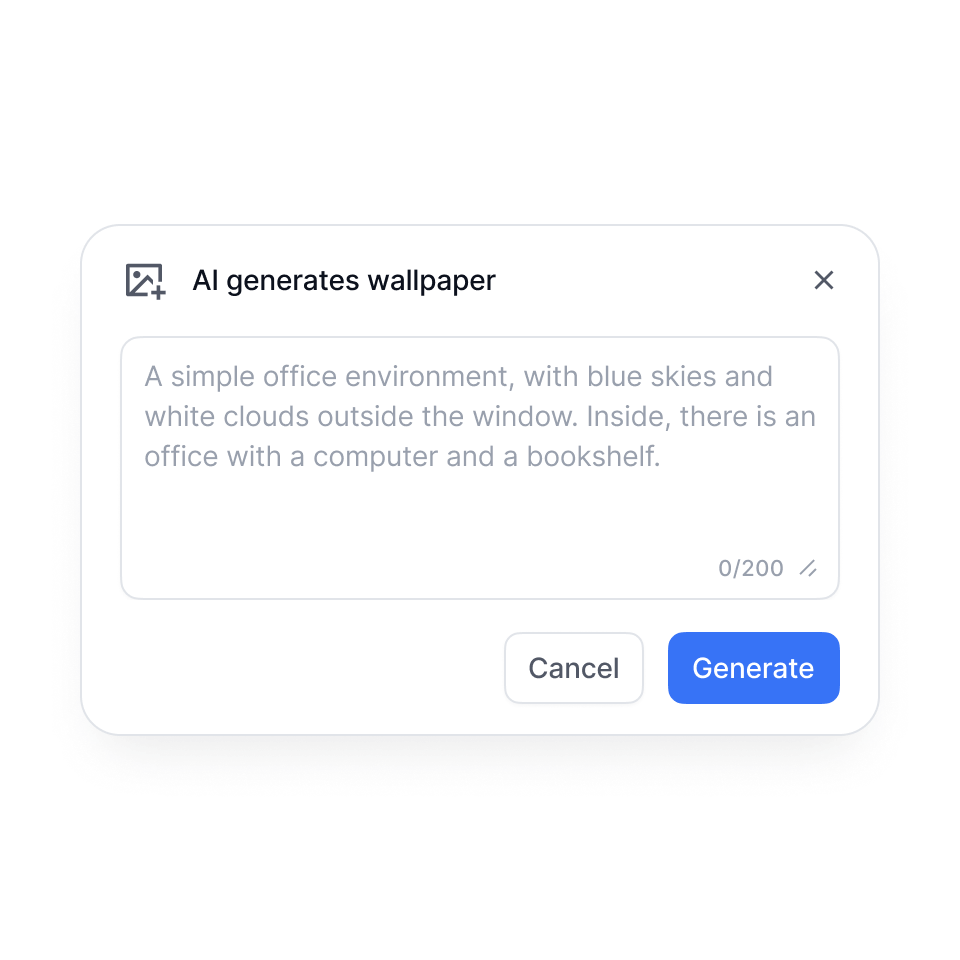 AI Wallpaper Generator — click Generate under Wallpaper and type your prompt