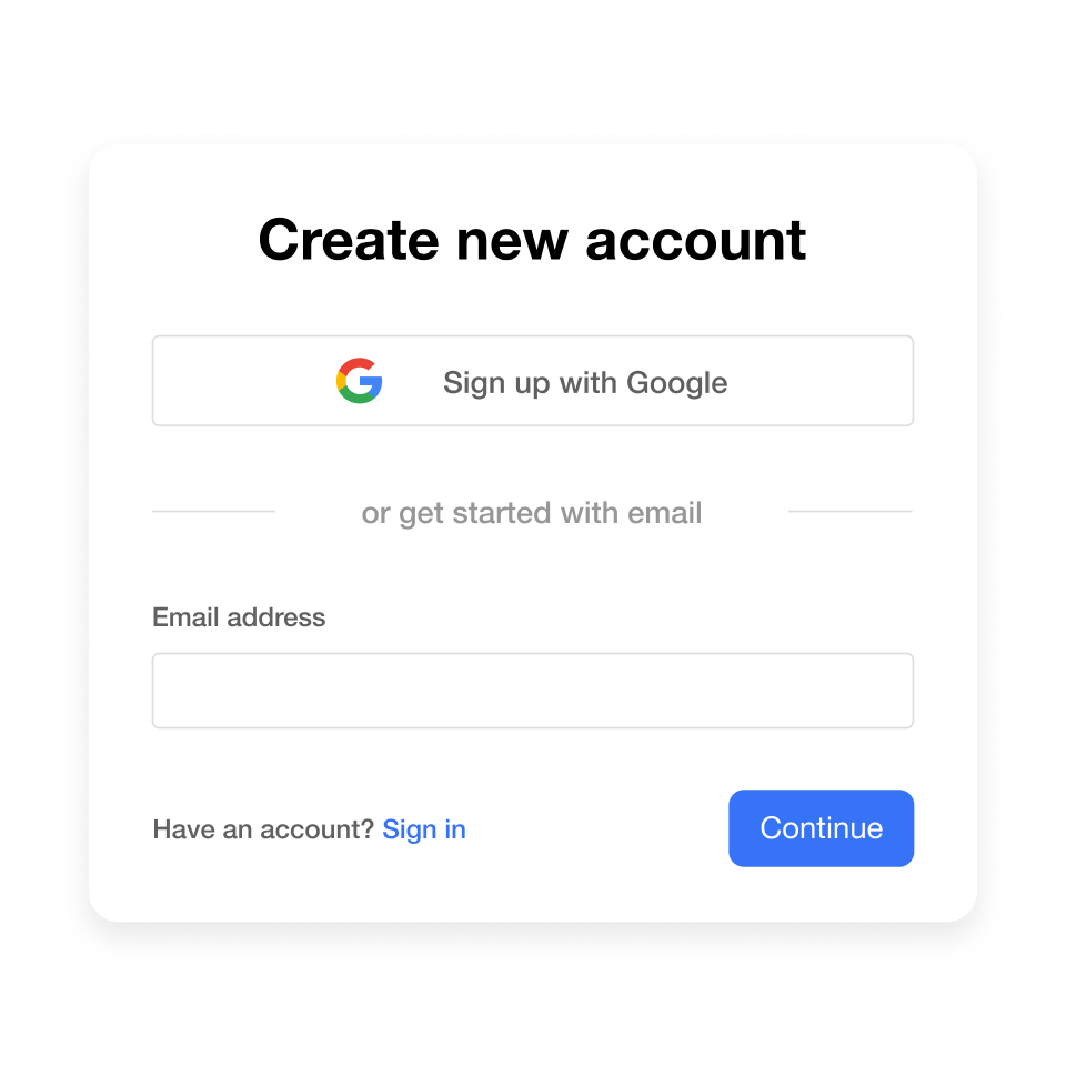 Visla Branding setup step 1 — sign up for a Visla account