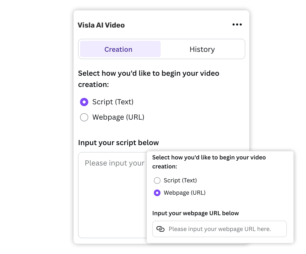 Create videos in Canva with Visla AI from a script or webpage