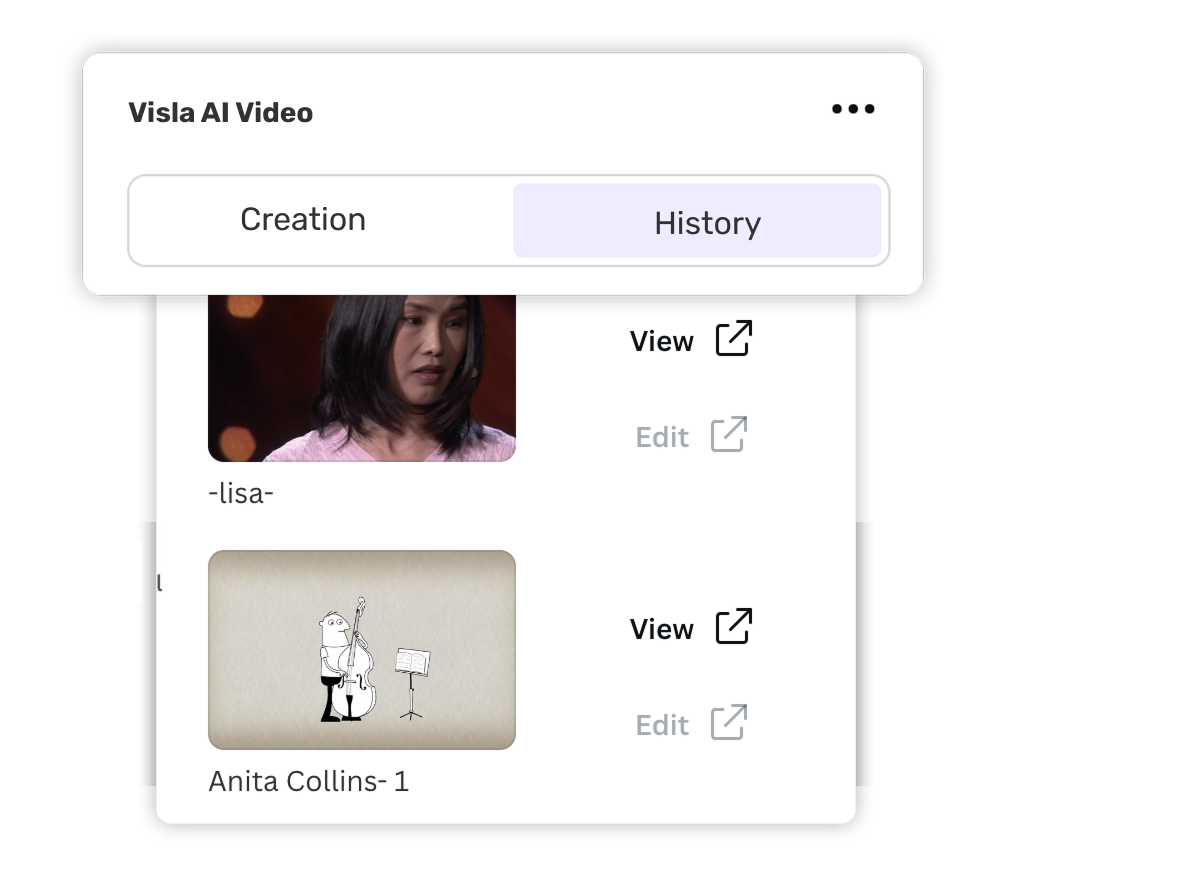 Access your Visla video history in Canva when creating videos with Visla AI