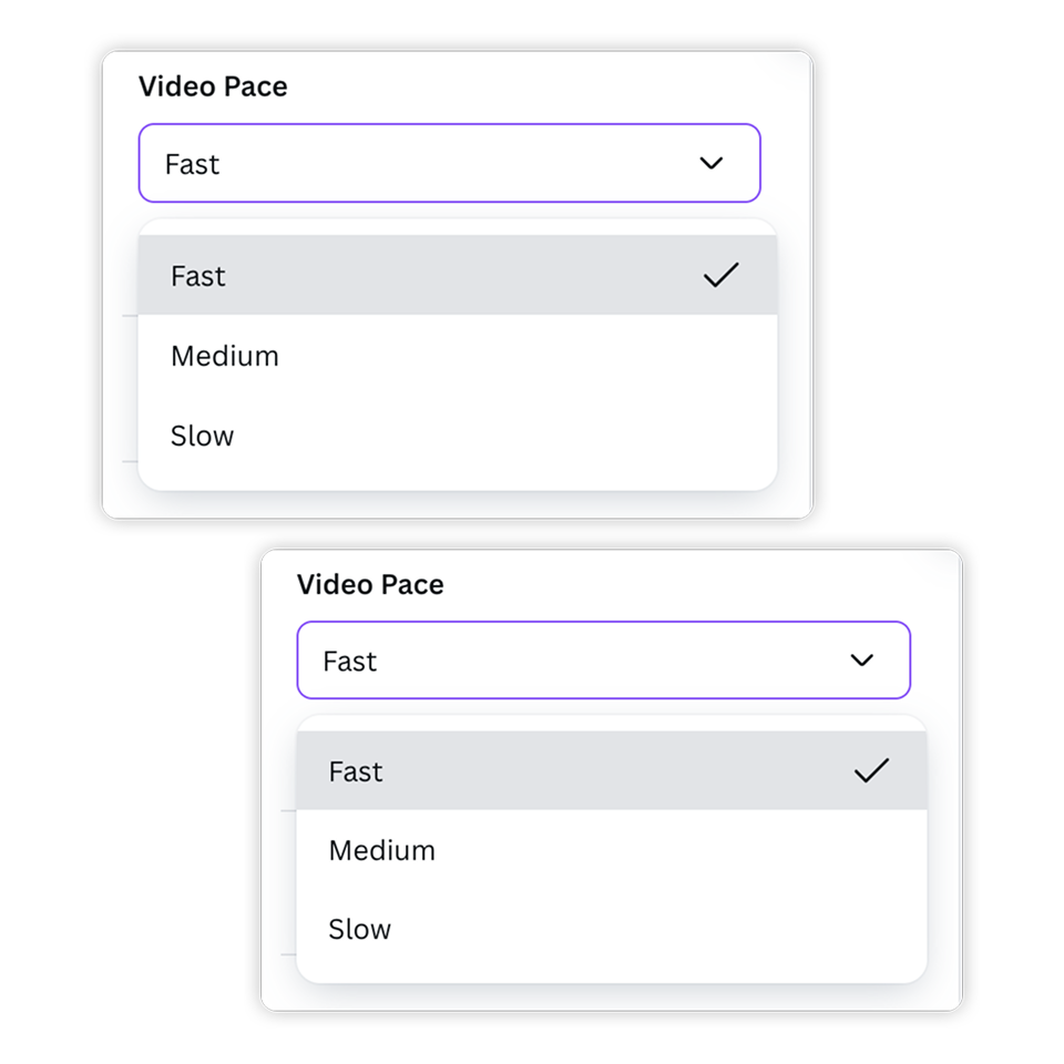 Create videos in Canva with Visla AI by customizing aspect ratio, pacing, and subtitles