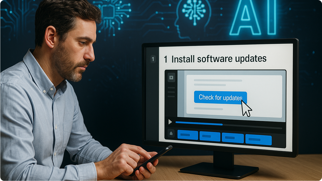 Release notes video creator turning a static changelog into an engaging 60-second update video with captions and branded visuals