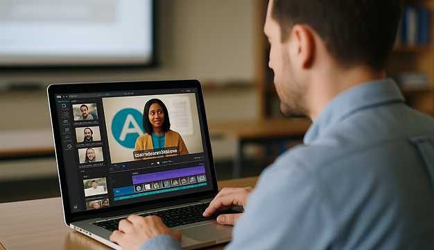 AI video creation tool for school to turn text-based announcements into engaging videos with voiceovers, branded visuals, and captions