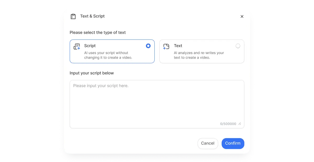 5 cách creator dùng Pollo AI để làm video ngắn hút view 14 https://www.visla.us/static/resources/img/ScriptToVideo/Script%20to%20Video-1.webp?v=1767814837033