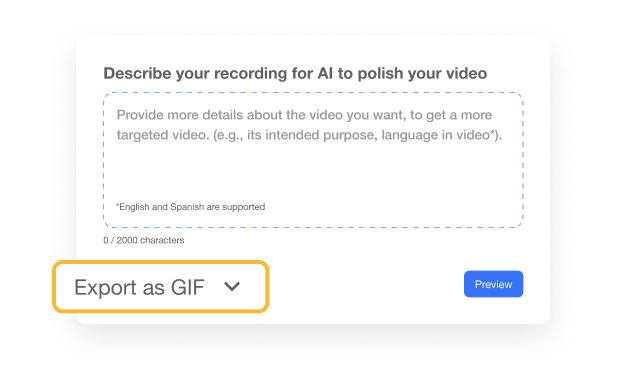 AI step recorder GIF export – lightweight loop that shows each step for docs, tickets, chat, and social replies