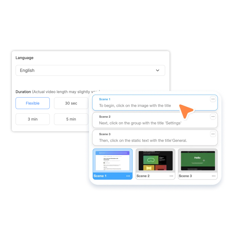 screen step recorder for customer success team — customize with AI: rearrange or delete steps, pick language and voice, refine text, set timing, add an AI Avatar, adjust subtitles, ratio, and layout