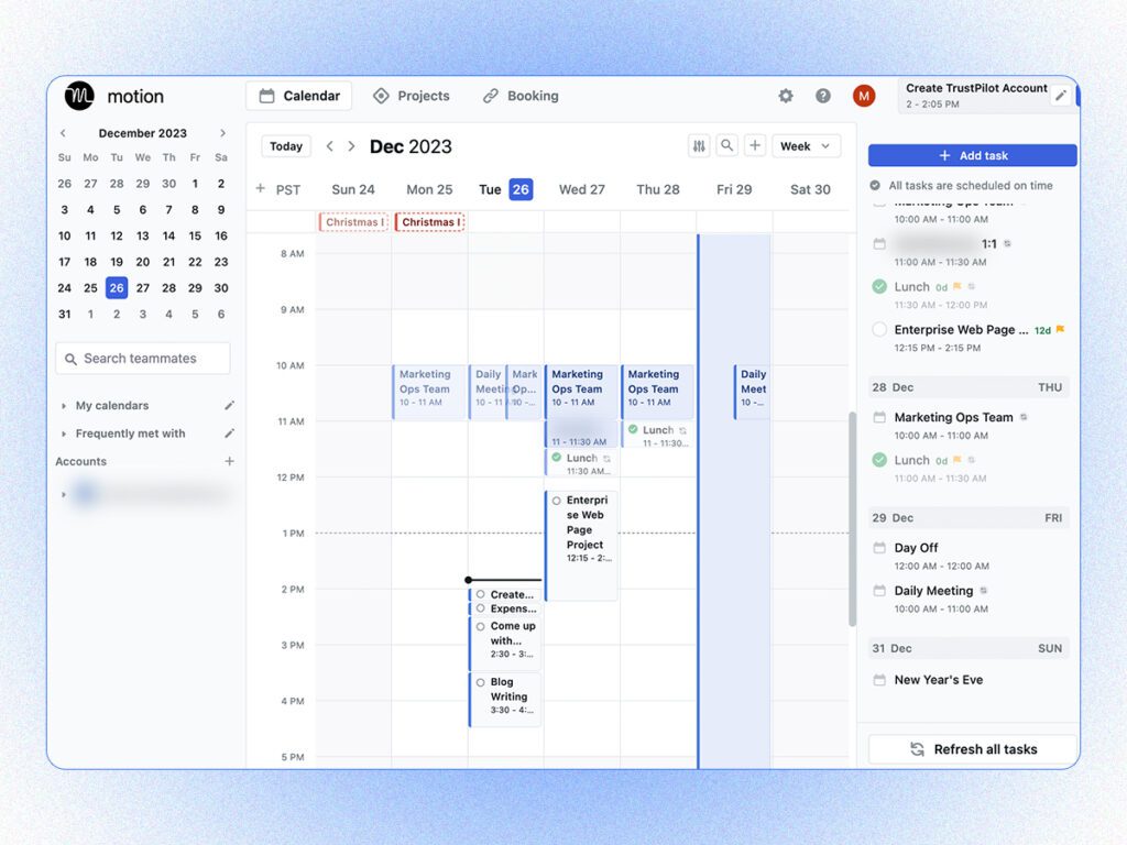 Motion, an AI-powered calendar manager. 