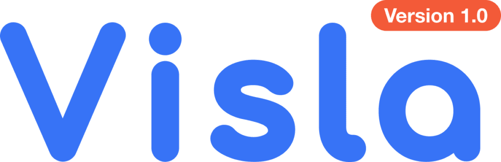 A graphic of Visla's version 1.0 AI video platform logo. 