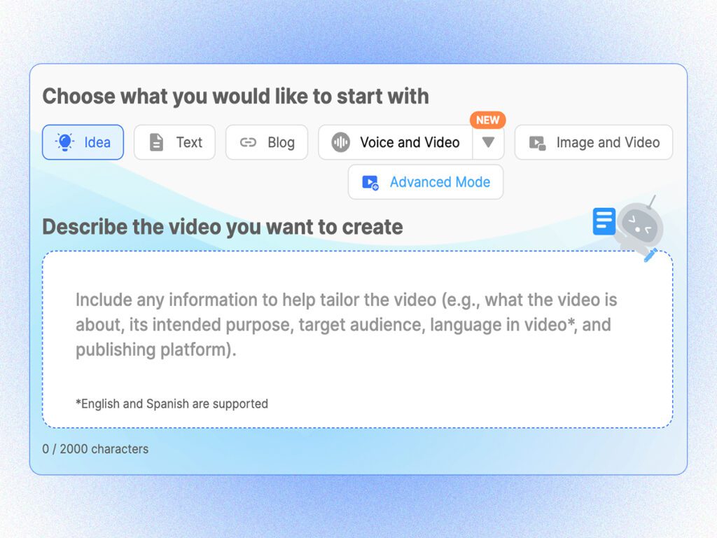 A stylized screenshot of the Visla interface; Visla is a tool that can create video for business.