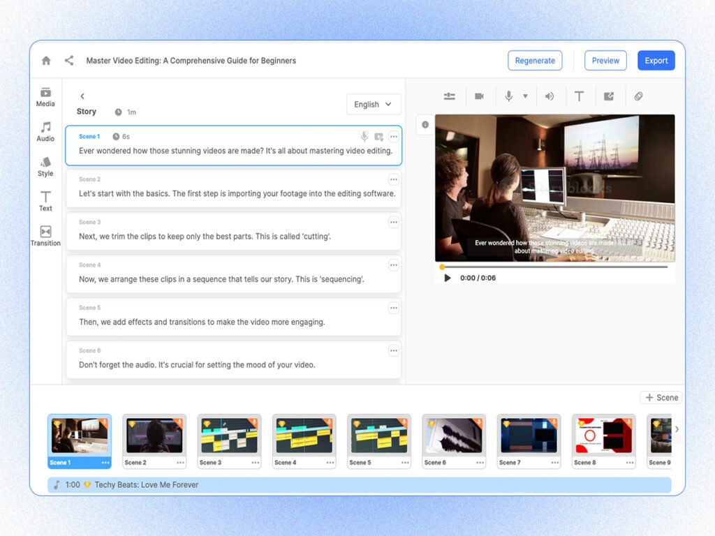 A stylized screenshot of Visla's AI video editing interface.
