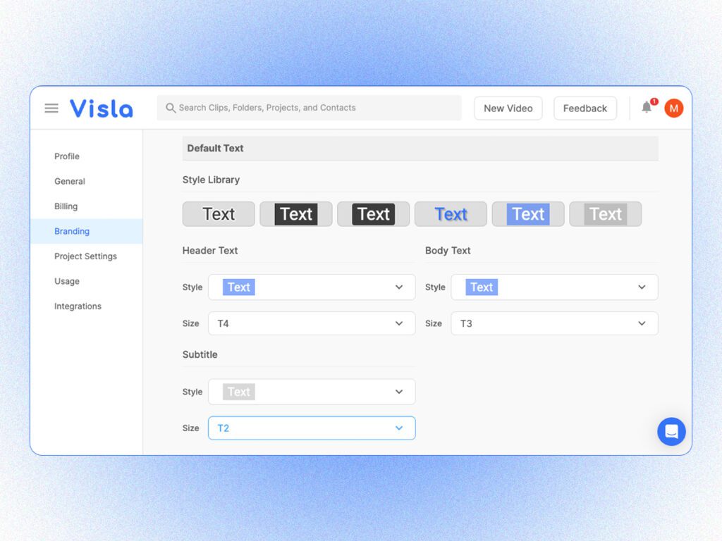 A stylized screenshot of the Visla default text options. 