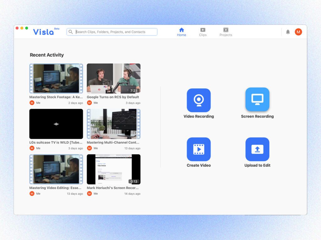 A stylized screenshot of the Visla desktop app, where you can start your AI video generation journey.