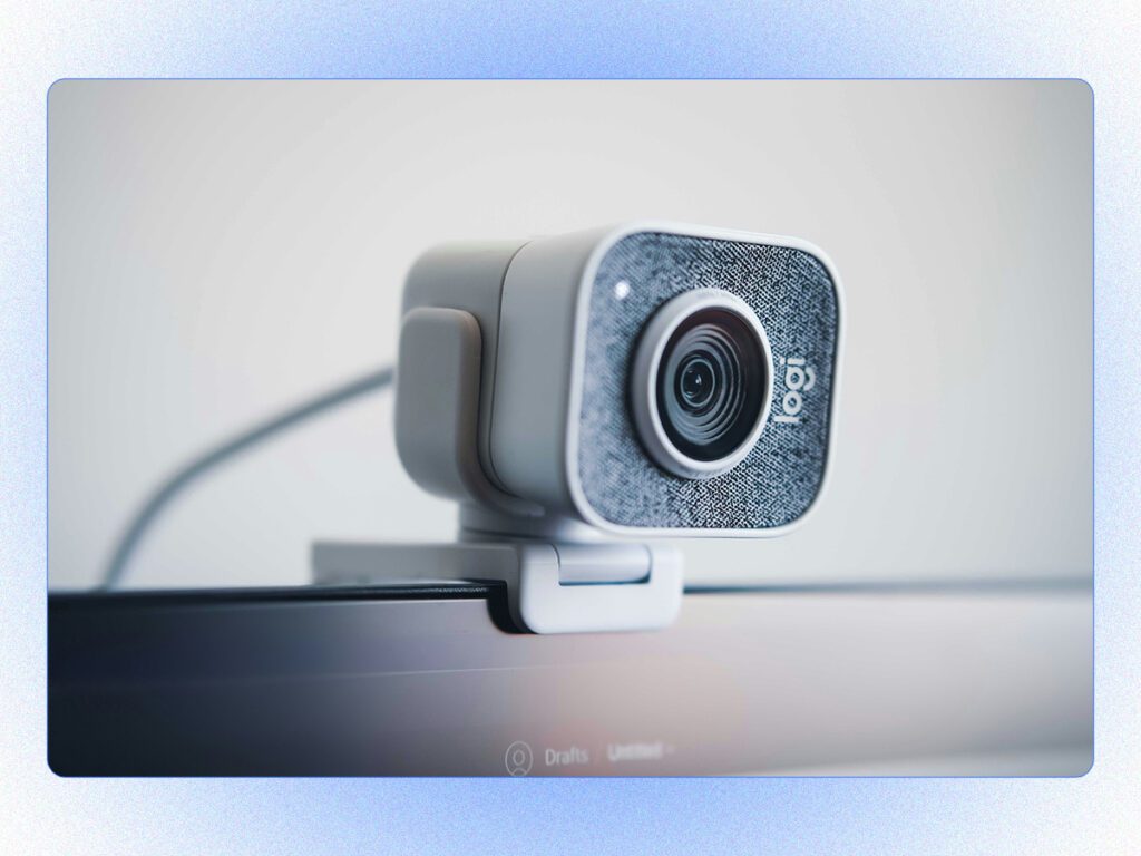 A stylized stock photo of a webcam, meant to show an example of how to upgrade your setup for asynchronous video communication. 