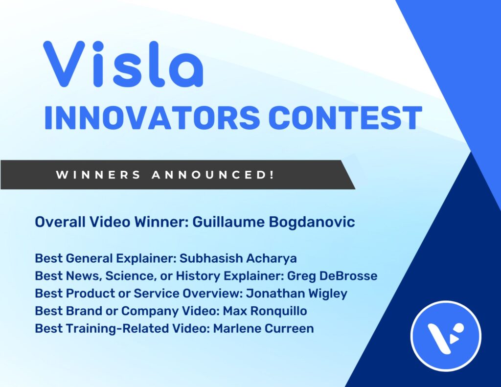 A list of the winners of the Visla Innovators Contest. 