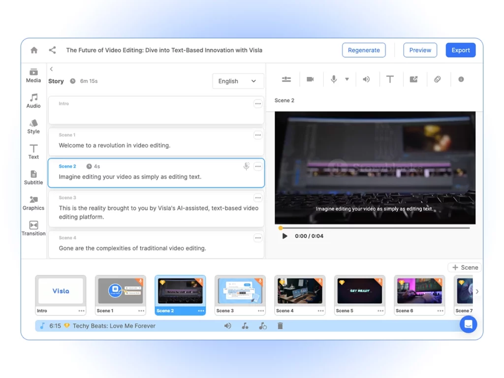 A screenshot of the VIsla editing interface, a key way to make product adoption videos.