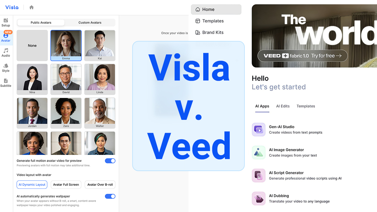 Visla vs. VEED AI Avatars
