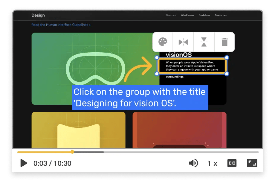 Screen-recorded product walkthrough with highlighted interface elements, on-screen instructional text, and a video player bar, representing step-by-step customer support content.